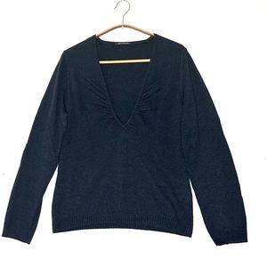Luisa Cerano Women’s Sweater Wool Cashmere Blend V-Neck Blue Size 10